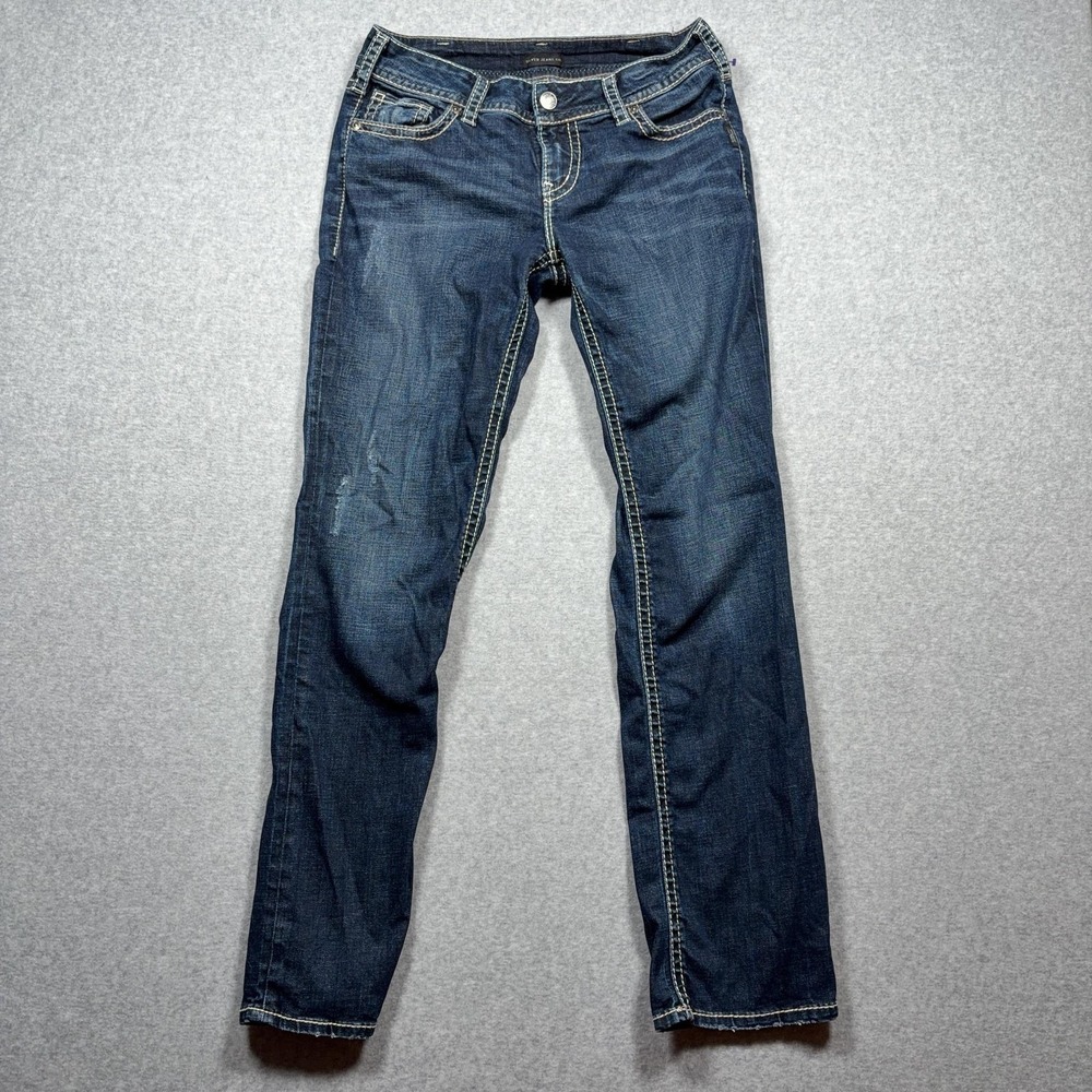 Silver Jeans Co Suki Straight Jeans Womens 30x32 Dark Wash Blue Stretch Denim